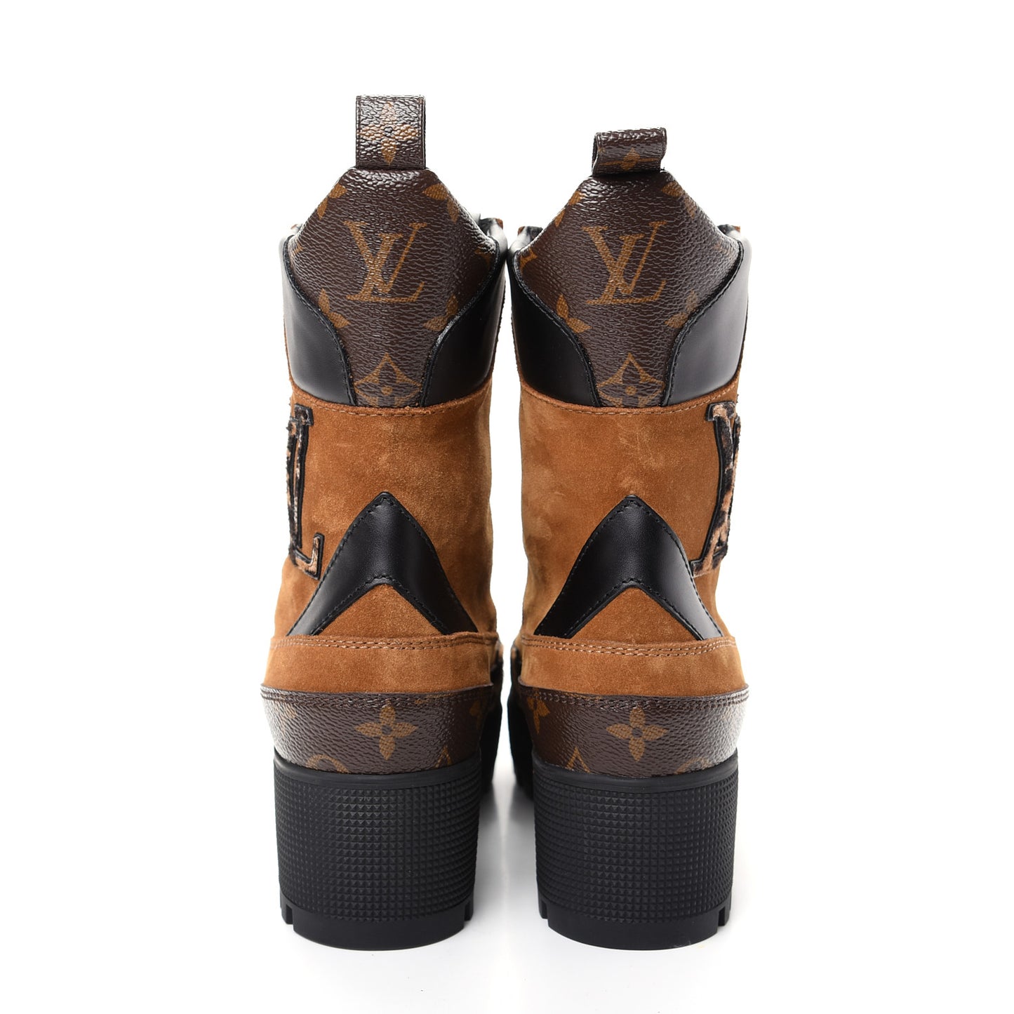 Suede Calfskin Monogram Laureate Platform Desert Boots 37.5 Cognac