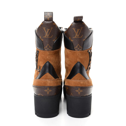 Louis Vuitton Suede Calfskin Monogram Laureate Platform Desert Boots 37.5 Cognac 7 of 10