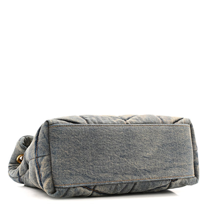 Saint Laurent Denim Quilted Small Loulou Puffer Monogram Chain Satchel Blue Cinnamon 4 of 14