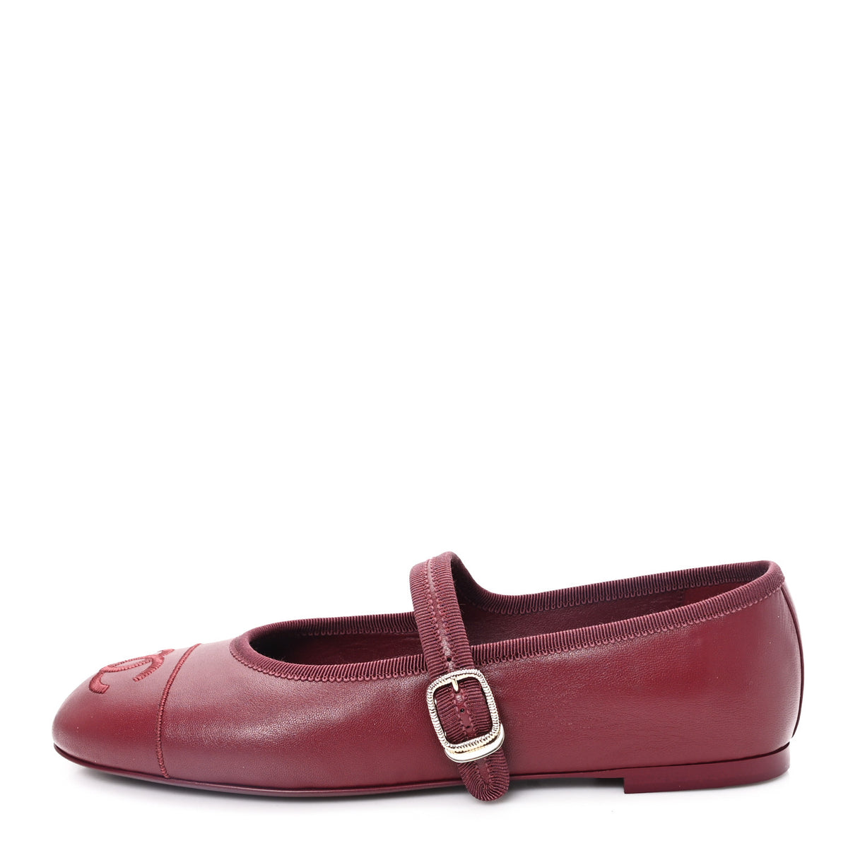 Lambskin Mary Jane Flats 39 Burgundy