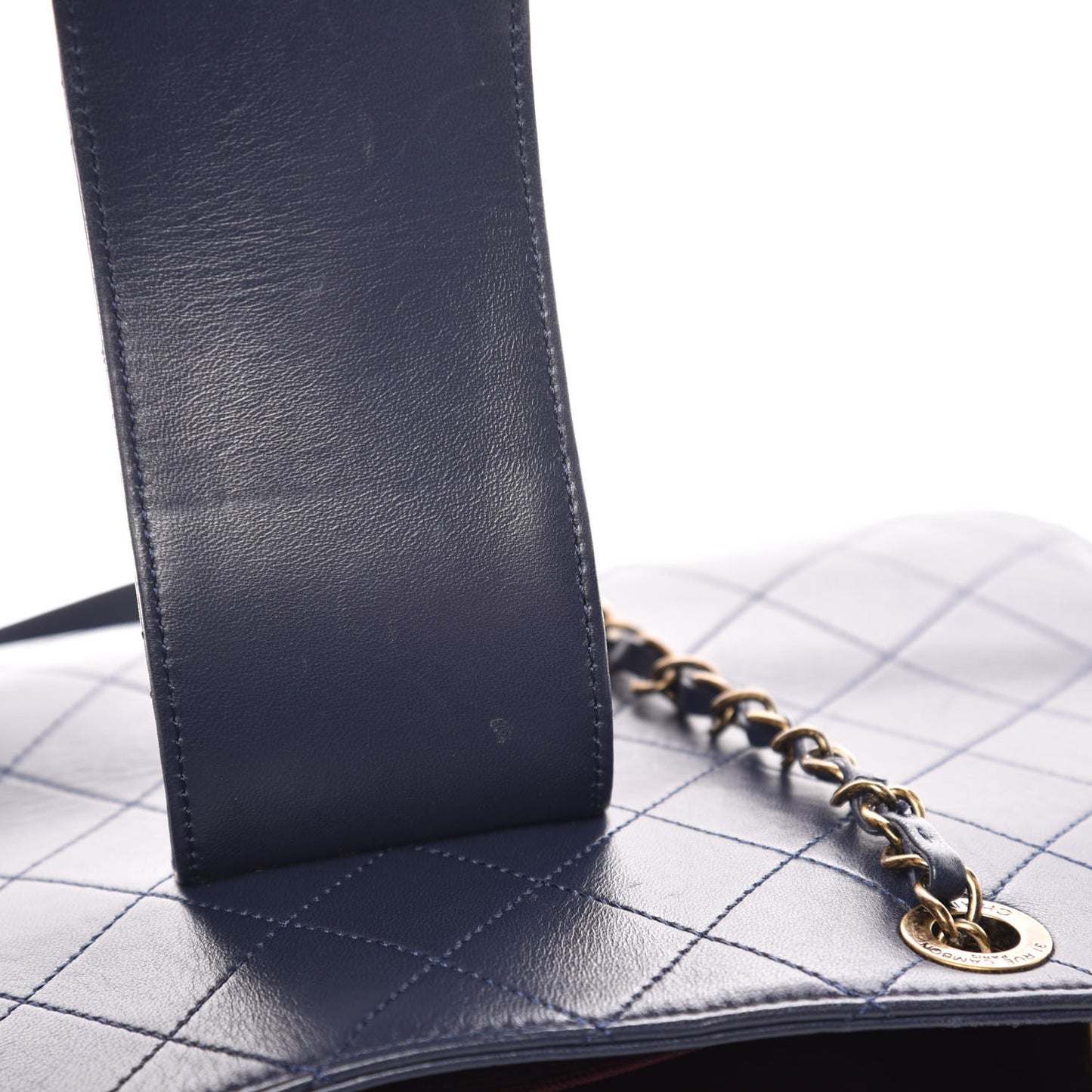 Calfskin Diamond Stitched Shoulder Bag Navy