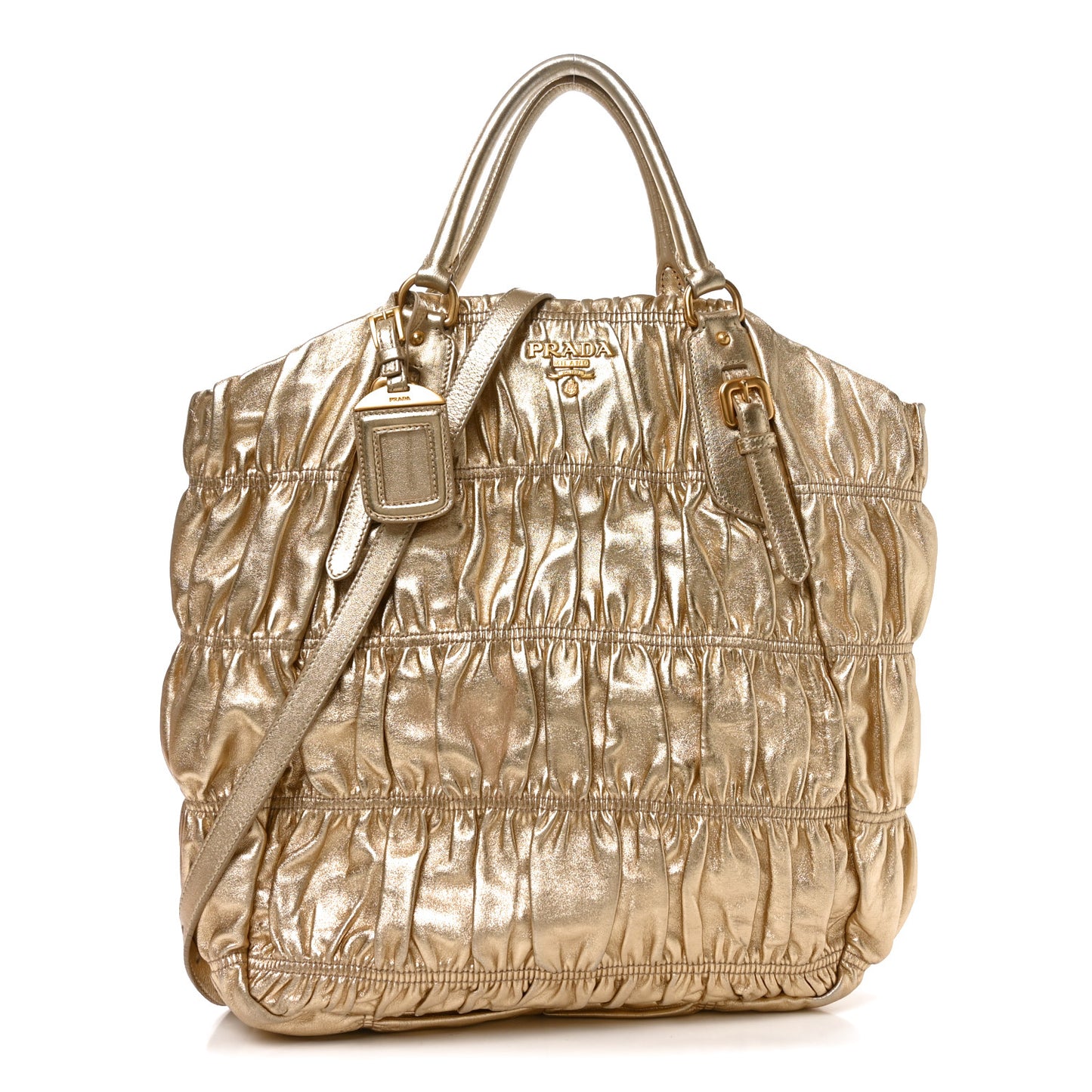 Metallic Nappa Gaufre Tote Platino