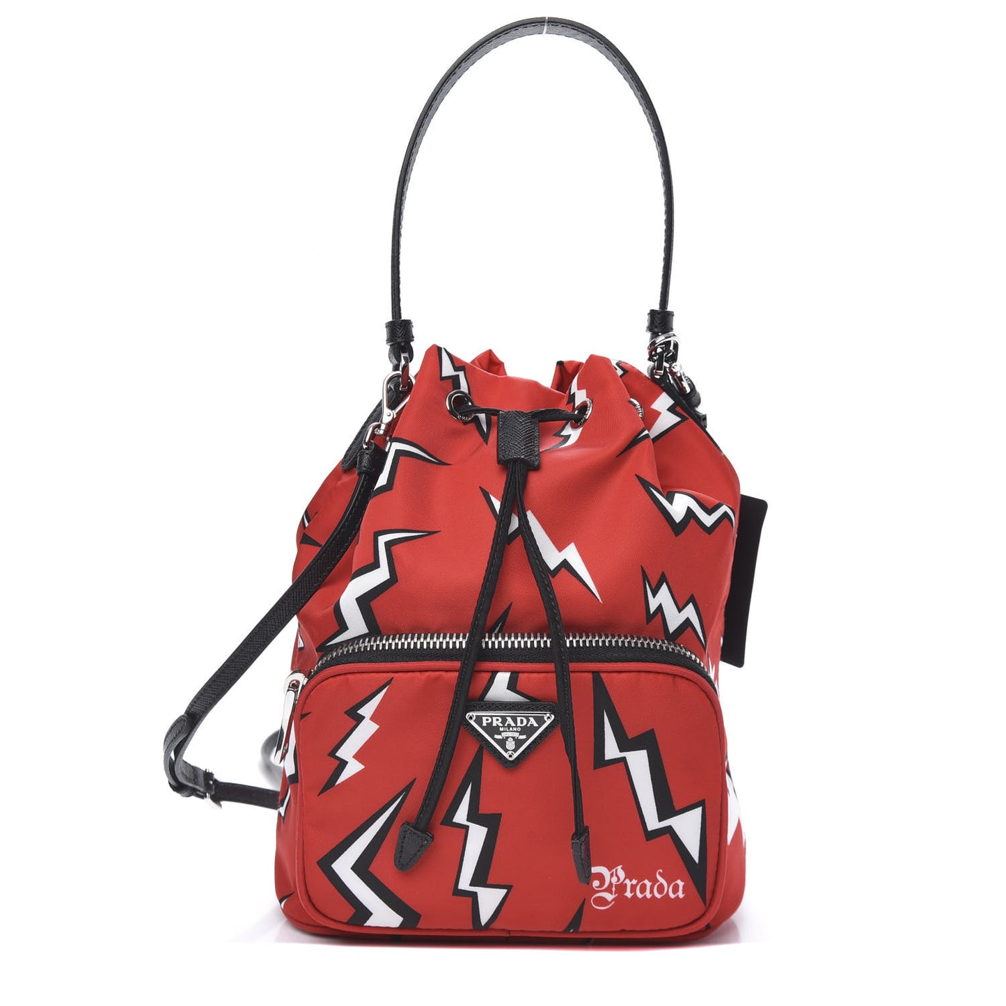 X UNIVERSAL STUDIOS Tessuto Nylon Saffiano Thunder Frankenstein Mini Bucket Crossbody Bag Rosso Black