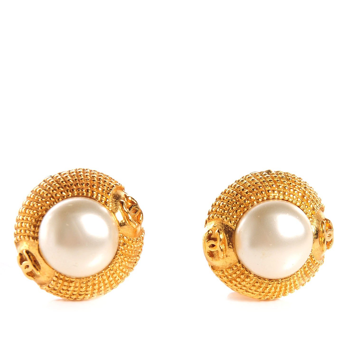 Pearl CC Clip On Earrings Gold