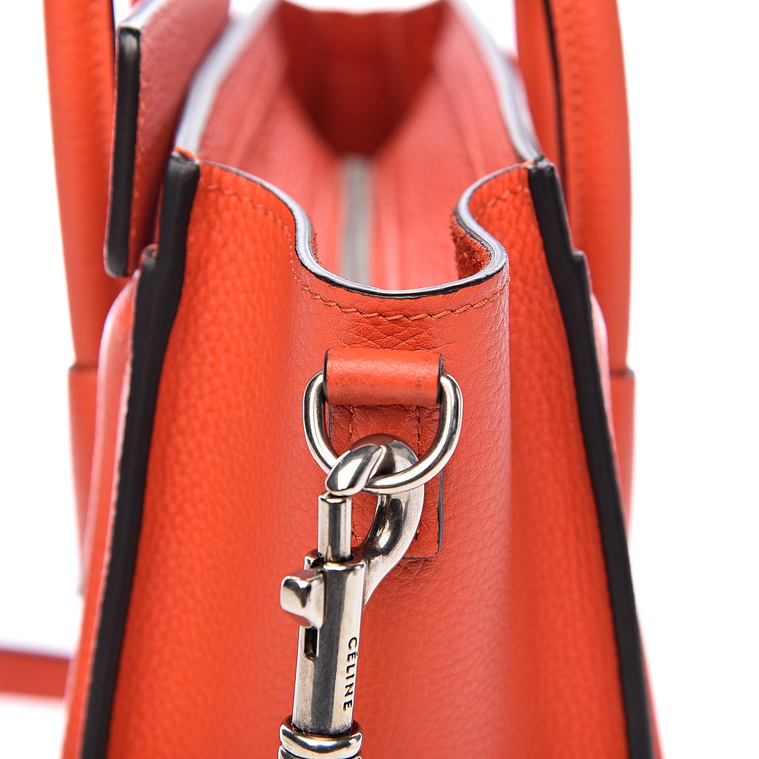 Celine Drummed Calfskin Nano Luggage Vermillion 9 of 11