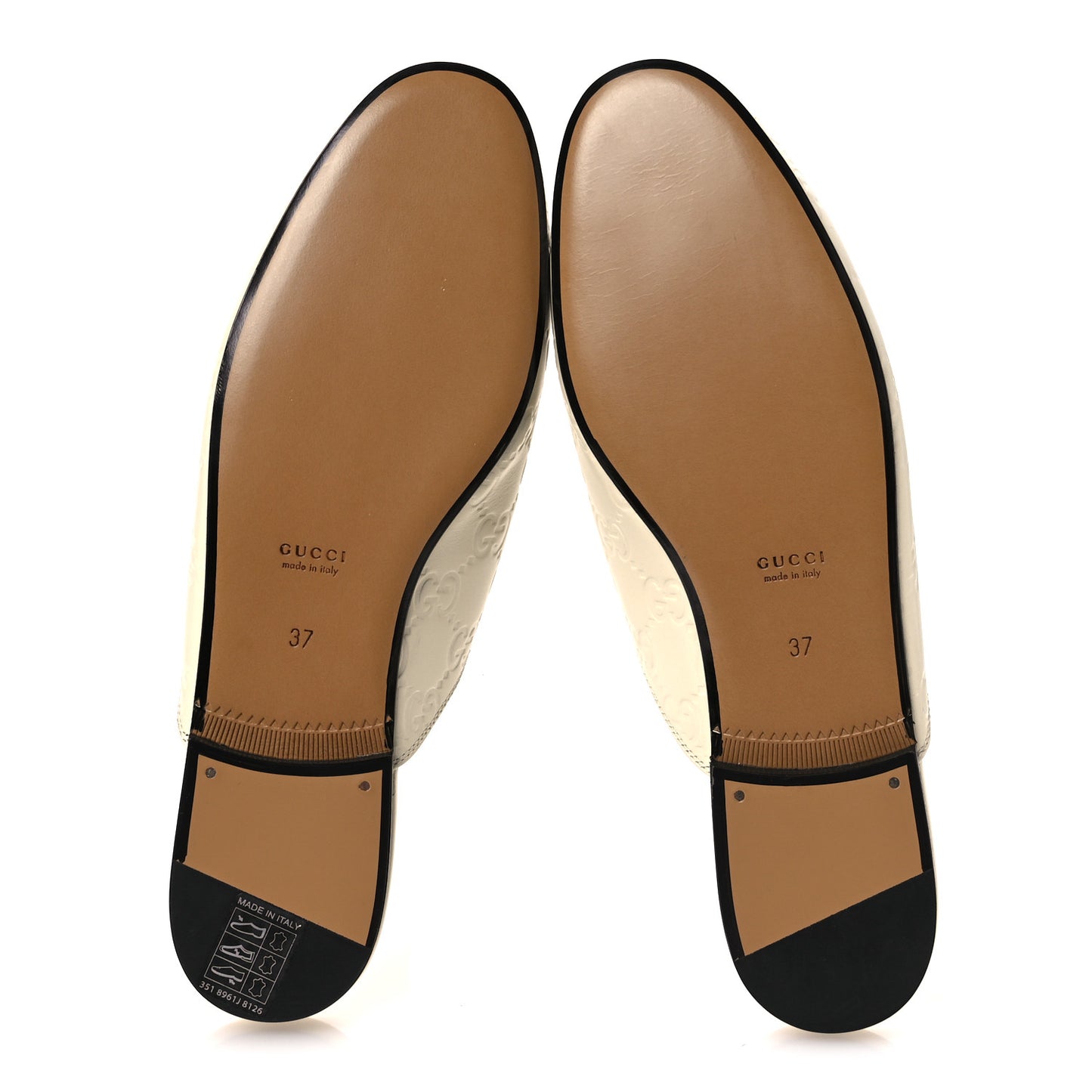 Glamour Calfskin Guccissima Womens Princetown Slippers 37 New Ivoire