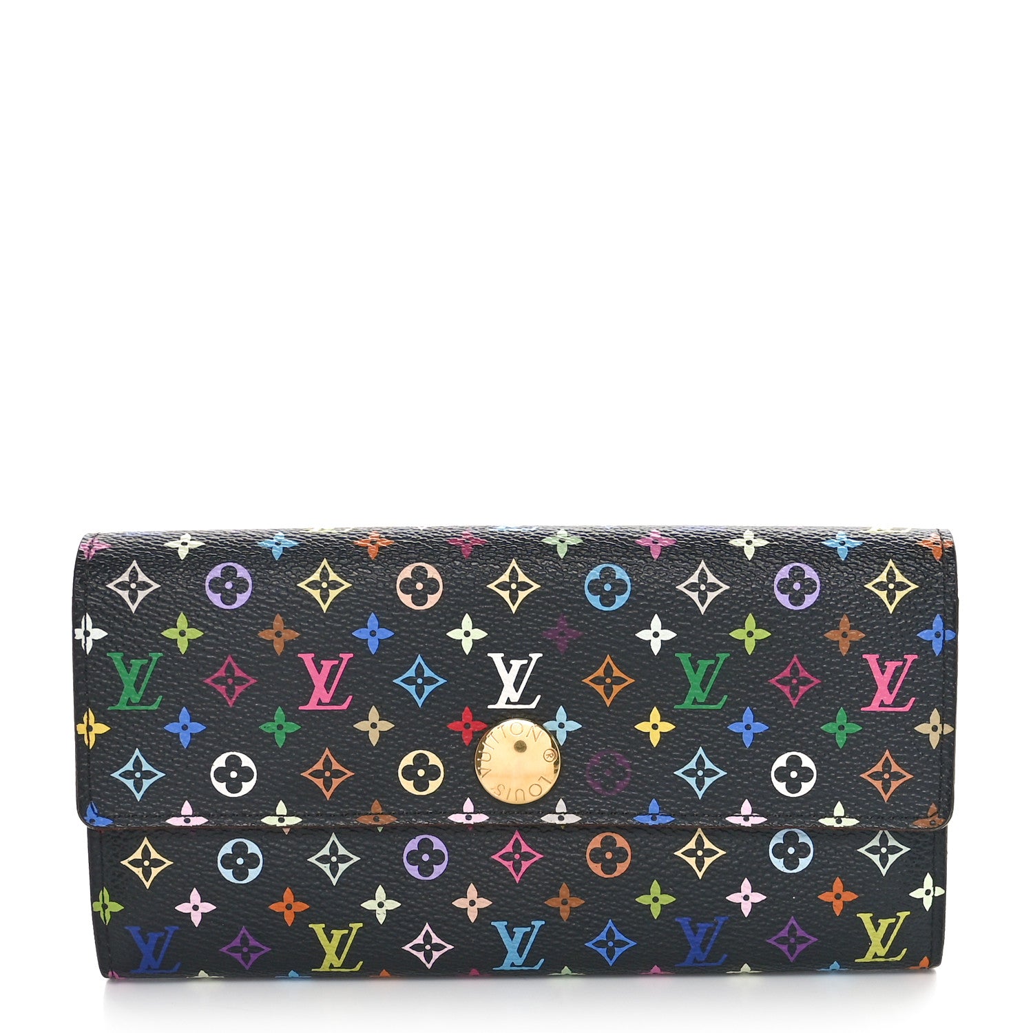 Louis Vuitton Monogram Multicolor Sarah Wallet Black Violet 1 of 9