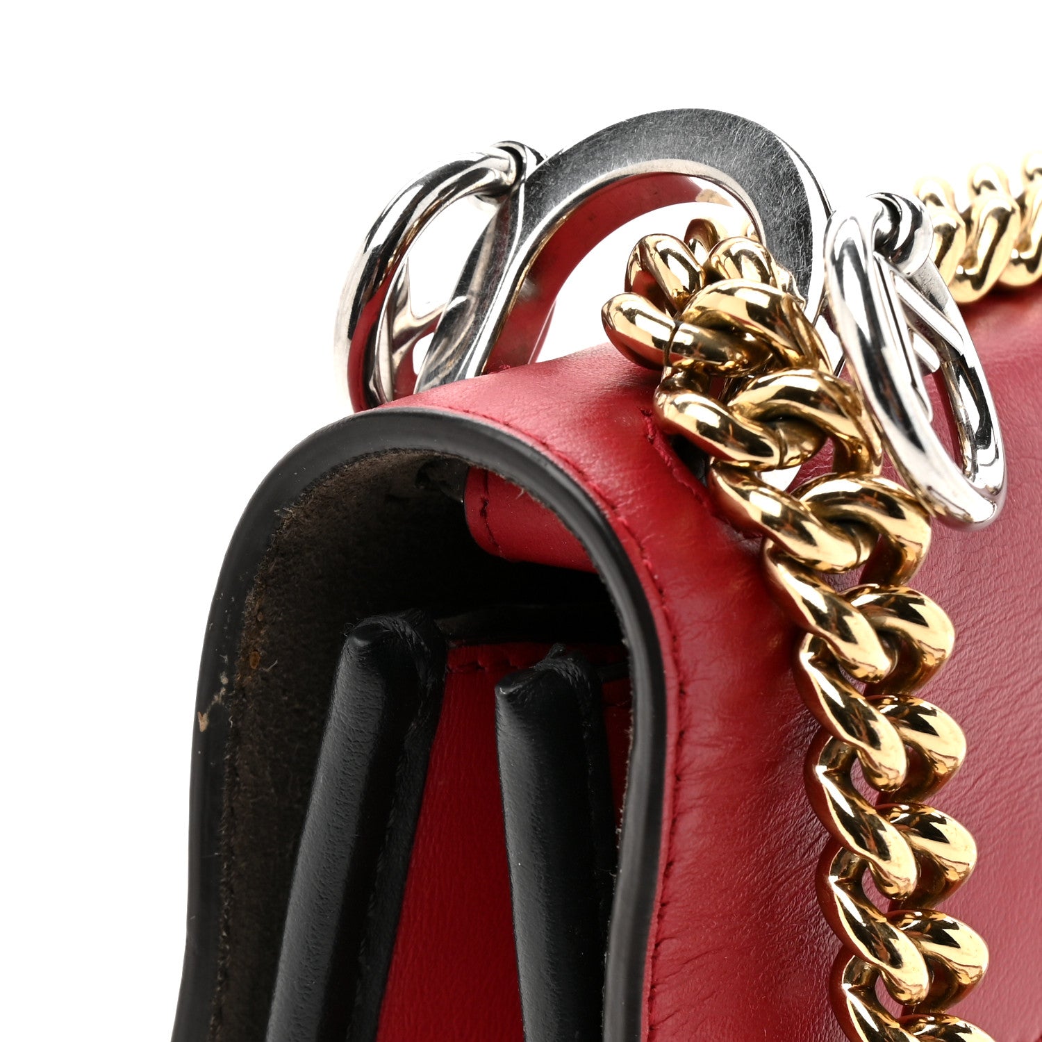 Fendi Vitello Century F is Fendi Bi-Color FF 1974 Embossed Small Kan I Shoulder Bag Fragola Maya Black 12 of 13