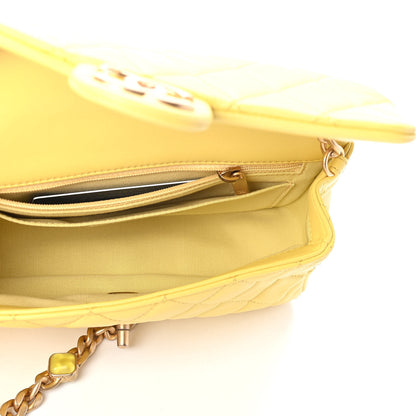 Chanel Lambskin Resin Quilted Mini Rectangular Pearl Samba Flap Yellow 5 of 5