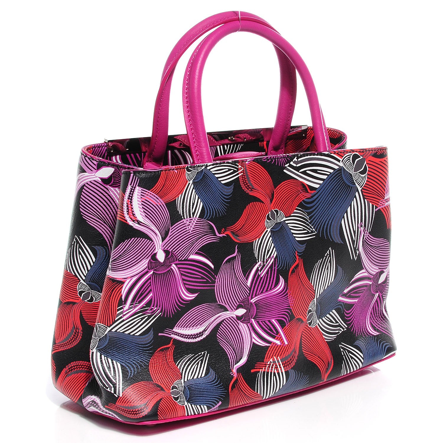 Fendi Calfskin Orchid Petite 2Jours Tote Magenta 3 of 9