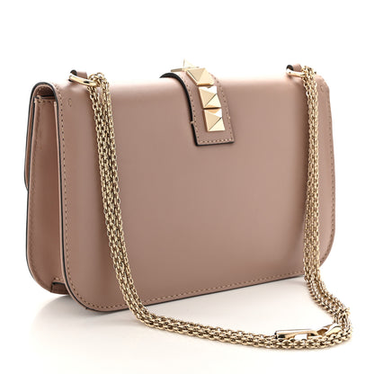 Valentino Garavani Vitello Medium Glam Lock Rockstud Flap Poudre 3 of 9