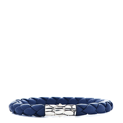John Hardy Sterling Silver Leather Braided Kali Bracelet Blue M 1 of 5