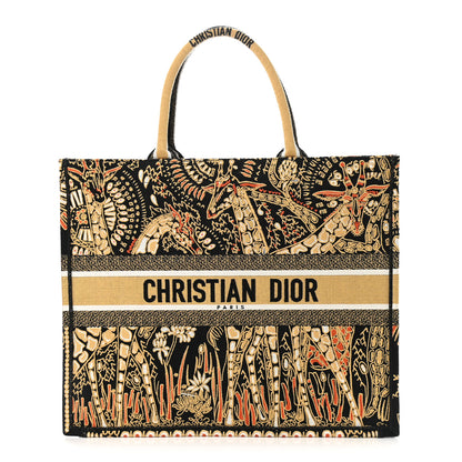 Christian Dior Canvas Embroidered Dior Animals Giraffe Book Tote Yellow Multicolor 1 of 11