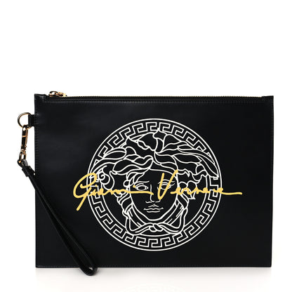 Versace Calfskin Medusa Print Zip Pouch Black 1 of 7