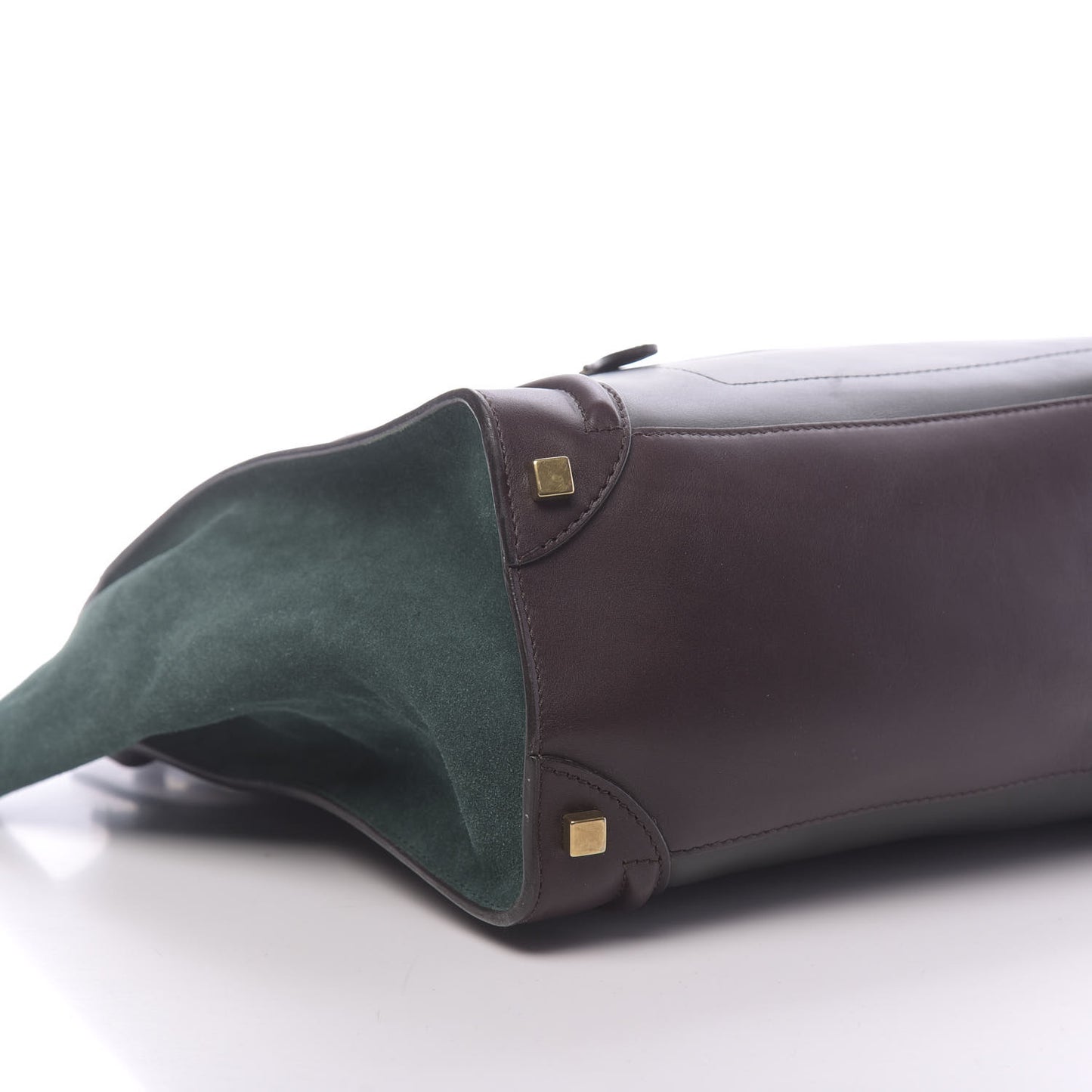 Smooth Calfskin Suede Tri-Color Shoulder Luggage Slate Blue Grey Burgundy