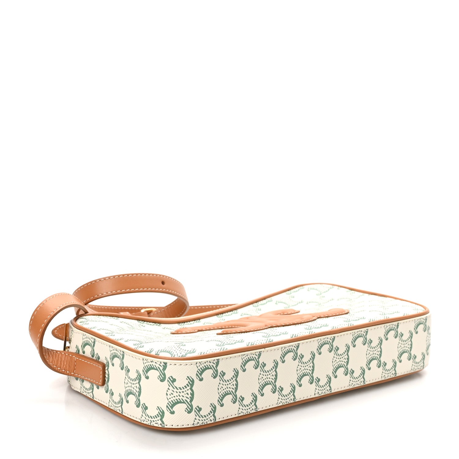 Celine Triomphe Canvas Calfskin Camera Shoulder Bag Green 4 of 9