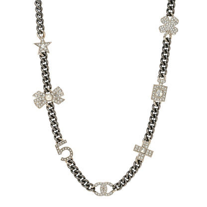 Chanel Pearl Crystal CC No 5 Perfume Bottle Choker Necklace Silver 1 of 4
