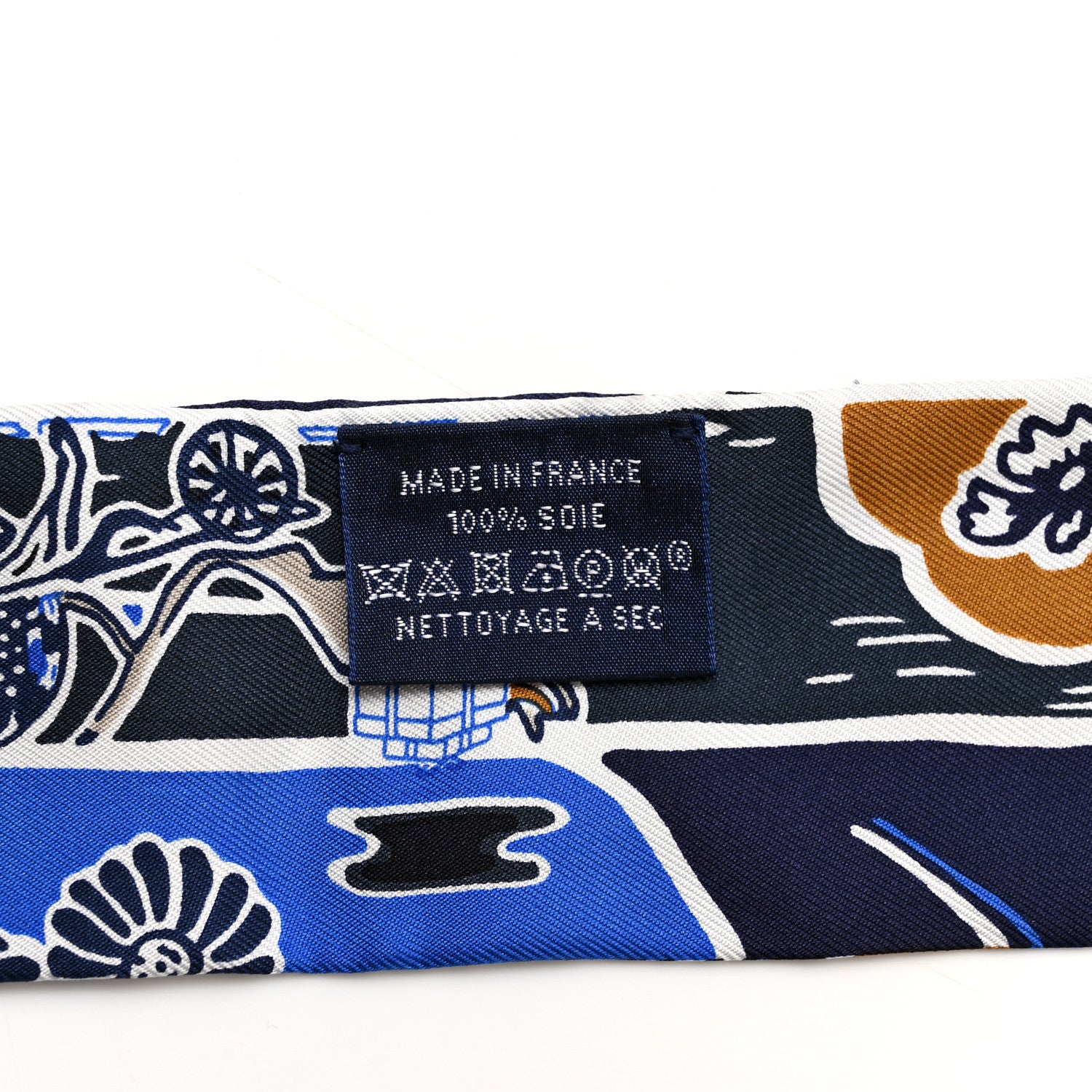 Hermes Silk Bingata Sticker Twilly Marine Tabac Bleu Vif 3 of 4