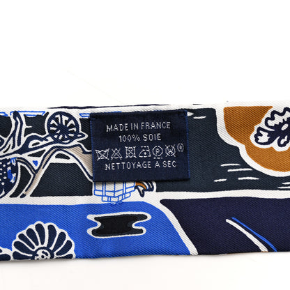 Hermes Silk Bingata Sticker Twilly Marine Tabac Bleu Vif 3 of 4