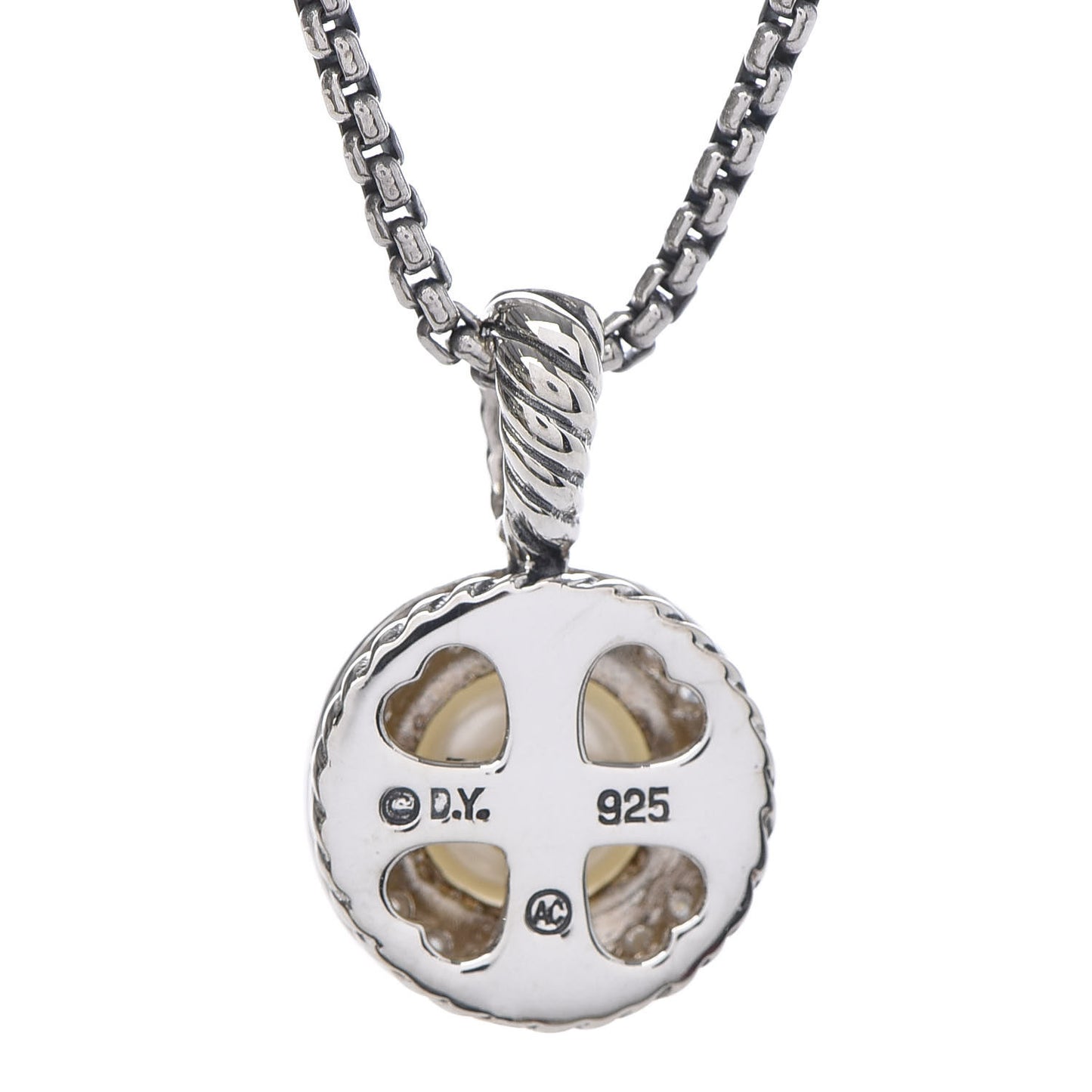 Sterling Silver Diamond Pearl 8mm Cerise Pendant Necklace