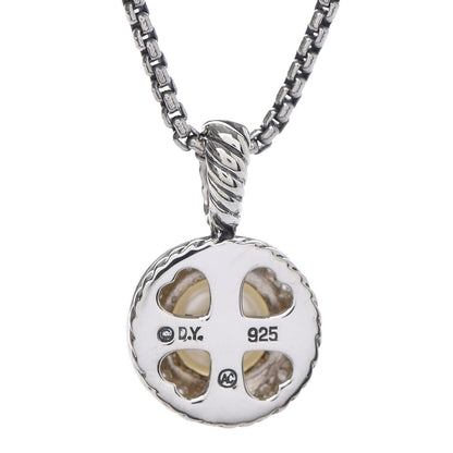 David Yurman Sterling Silver Diamond Pearl 8mm Cerise Pendant Necklace 5 of 6