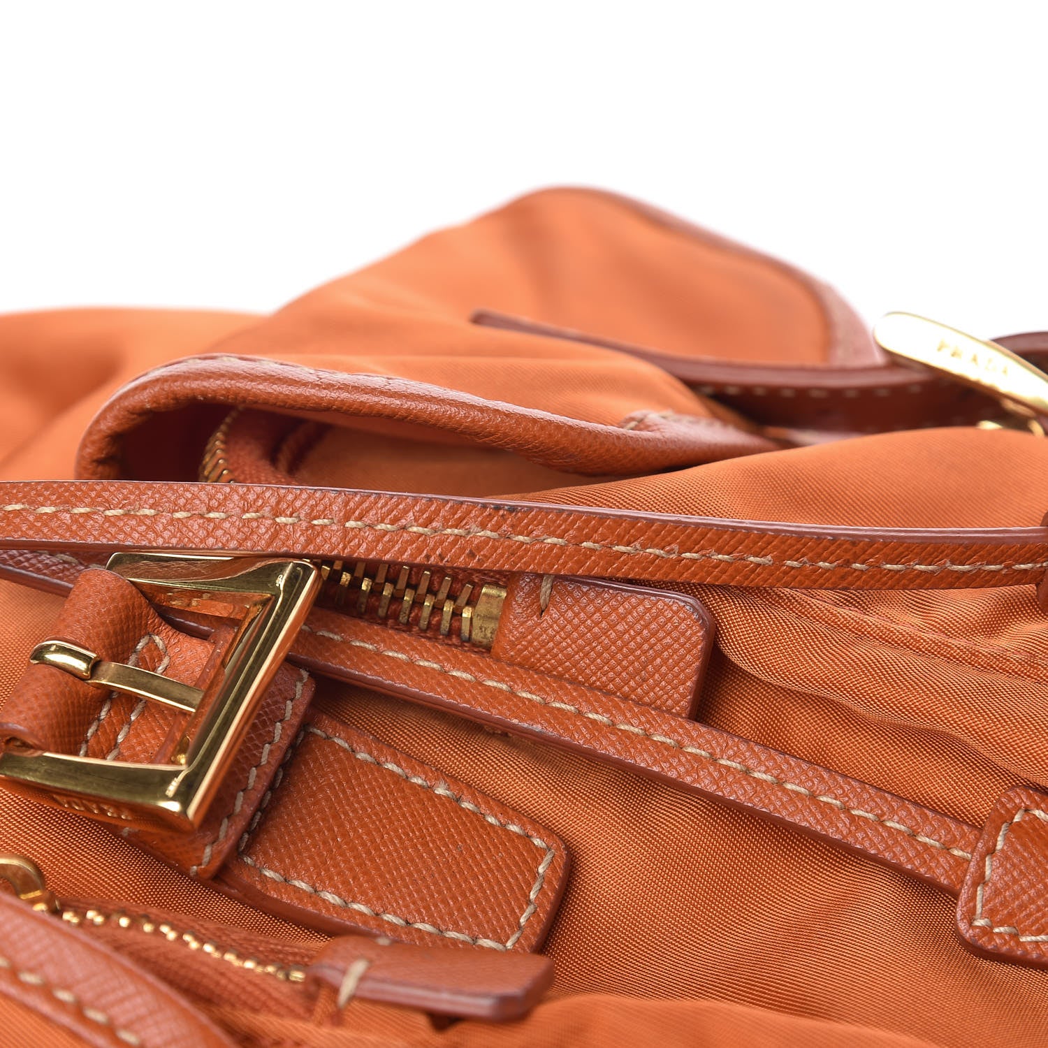 Prada Tessuto Nylon Saffiano Vela Backpack Papaya 9 of 16