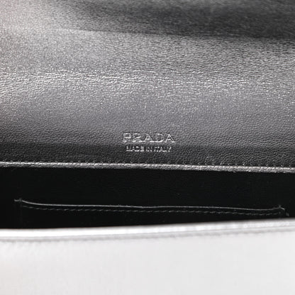 Prada Metallic Nappa Impunture Small Diagramme Crossbody Bag Cromo 6 of 10
