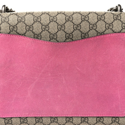 Gucci GG Supreme Monogram Suede Pierced Heart Embroidered Medium Dionysus Shoulder Bag Beige Ebony Pink Tropical Flower 14 of 18