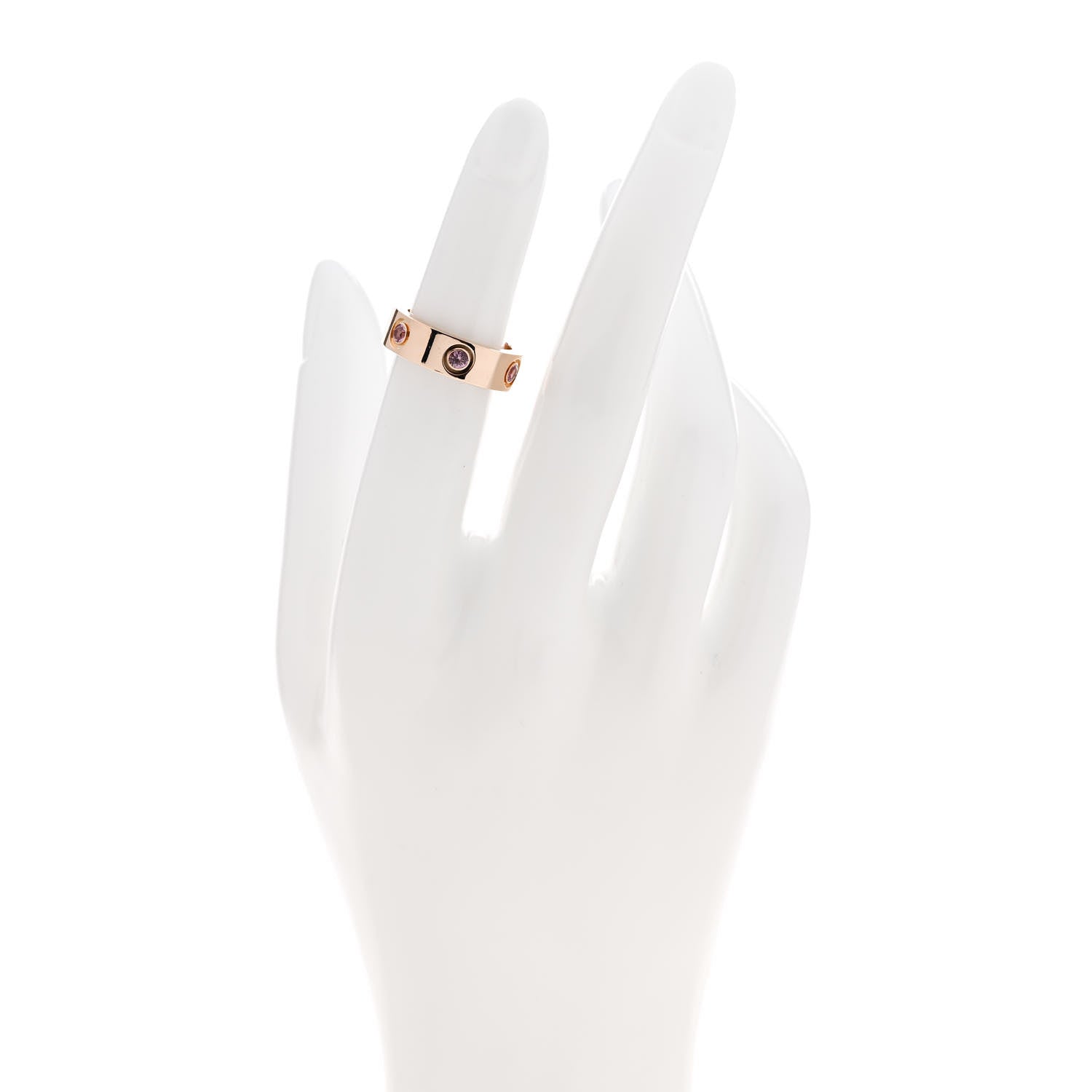 Cartier 18K Pink Gold 6 Pink Sapphire 5.5mm LOVE Ring 48 4.5 2 of 4