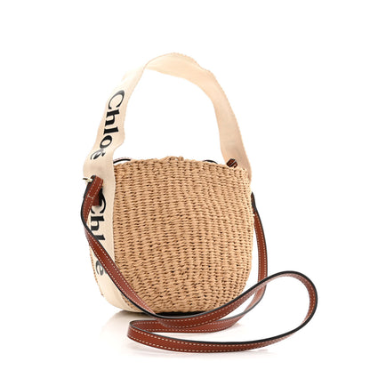 Chloe Raffia Calfskin Small Woody Basket Bag Brown 3 of 10