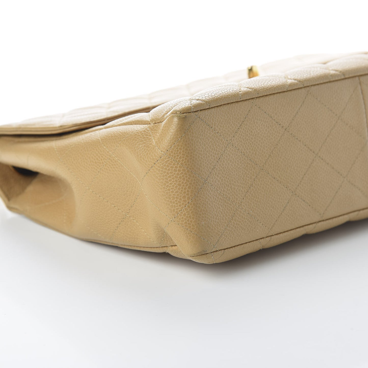 Caviar Quilted Jumbo Single Flap Beige