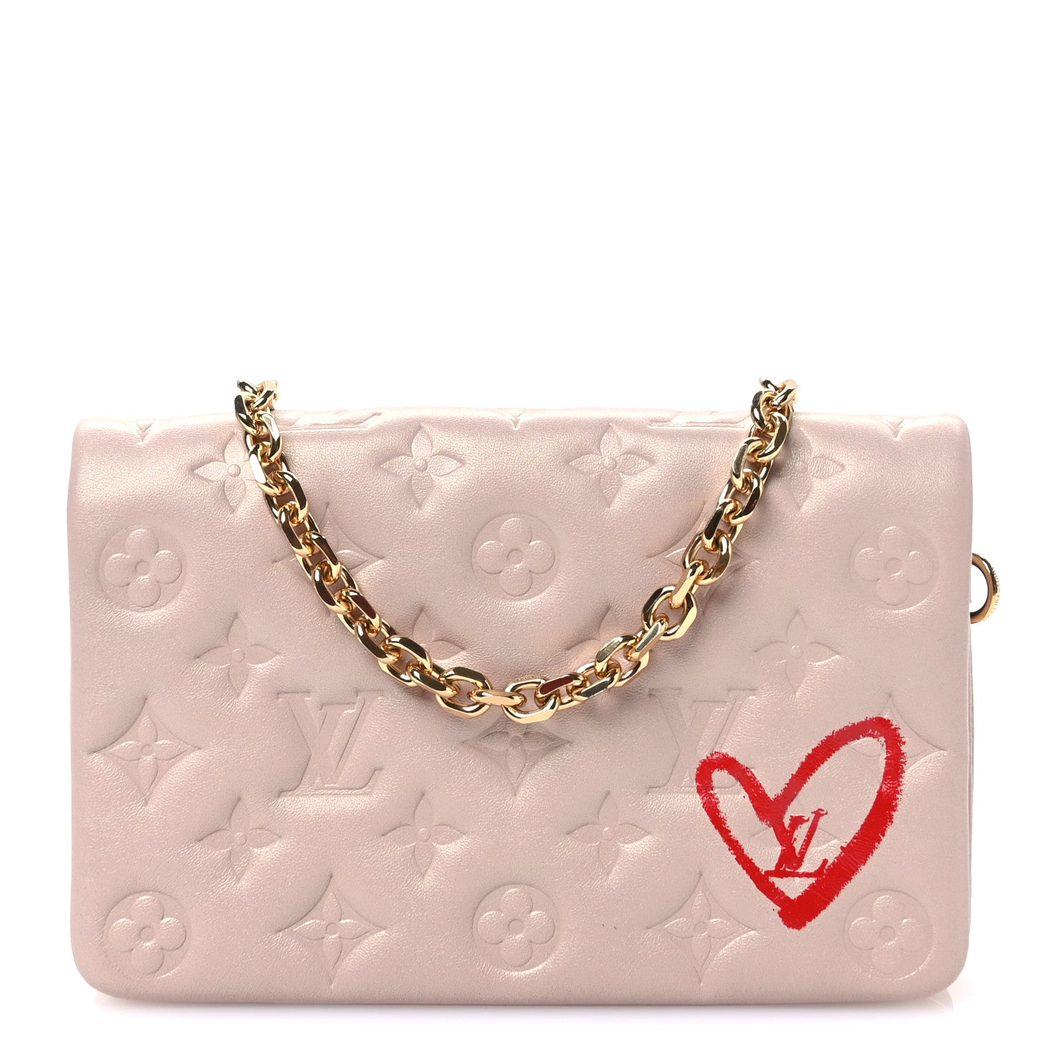 Louis Vuitton Lambskin Embossed Monogram Fall in Love Pochette Coussin Light Pink 1 of 9