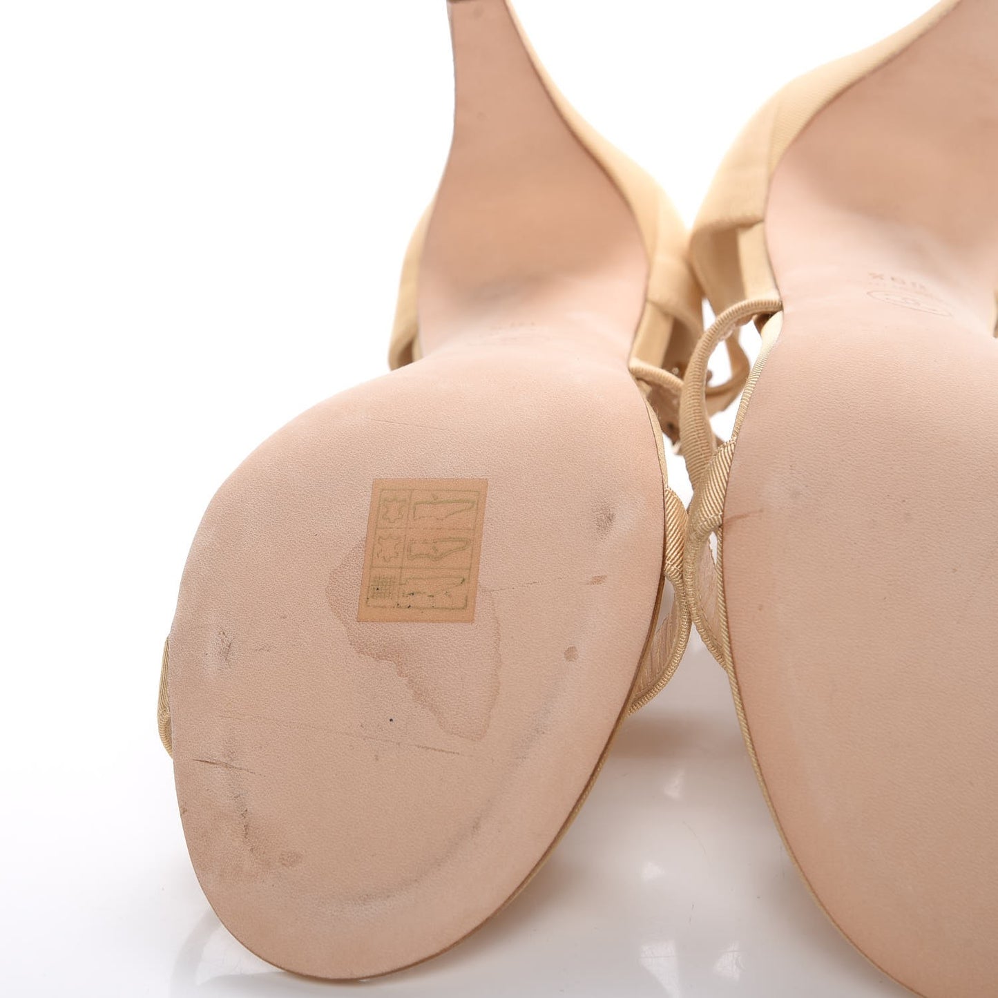 Grosgrain Pearl Bow Sandals 39.5 Beige