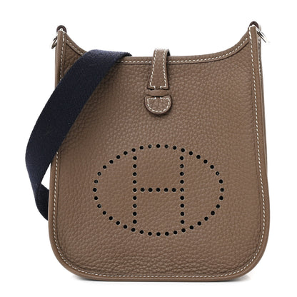 Hermes Taurillon Clemence Amazone Evelyne TPM Etoupe Bleu Indigo 1 of 11