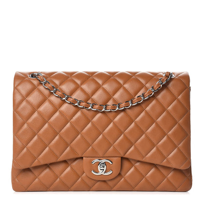 Chanel Caviar Quilted Maxi Double Flap Light Brown 1 of 10