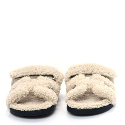 Hermes Woolskin Womens Chypre Sandals 40 Ecru 2 of 8