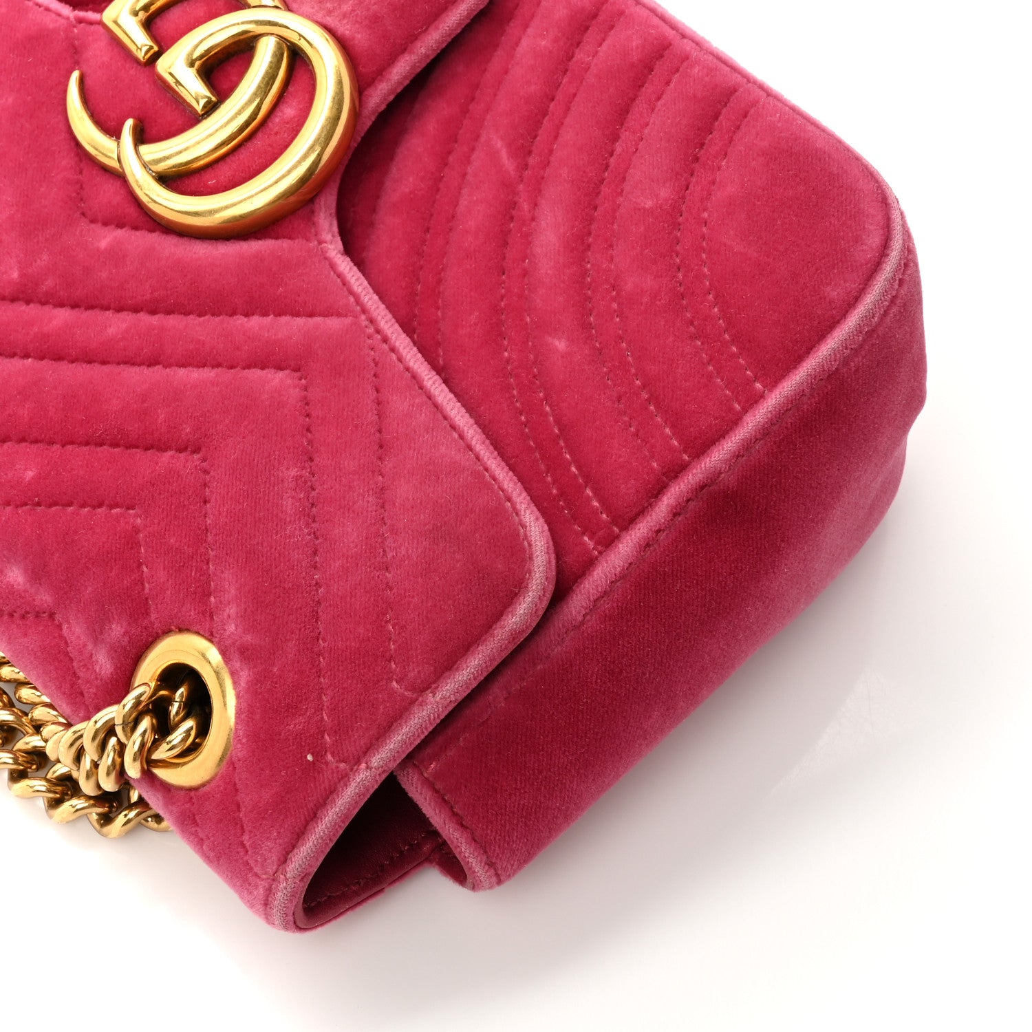 Gucci Velvet Matelasse Small GG Marmont Shoulder Bag Light Raspberry Rose 15 of 16