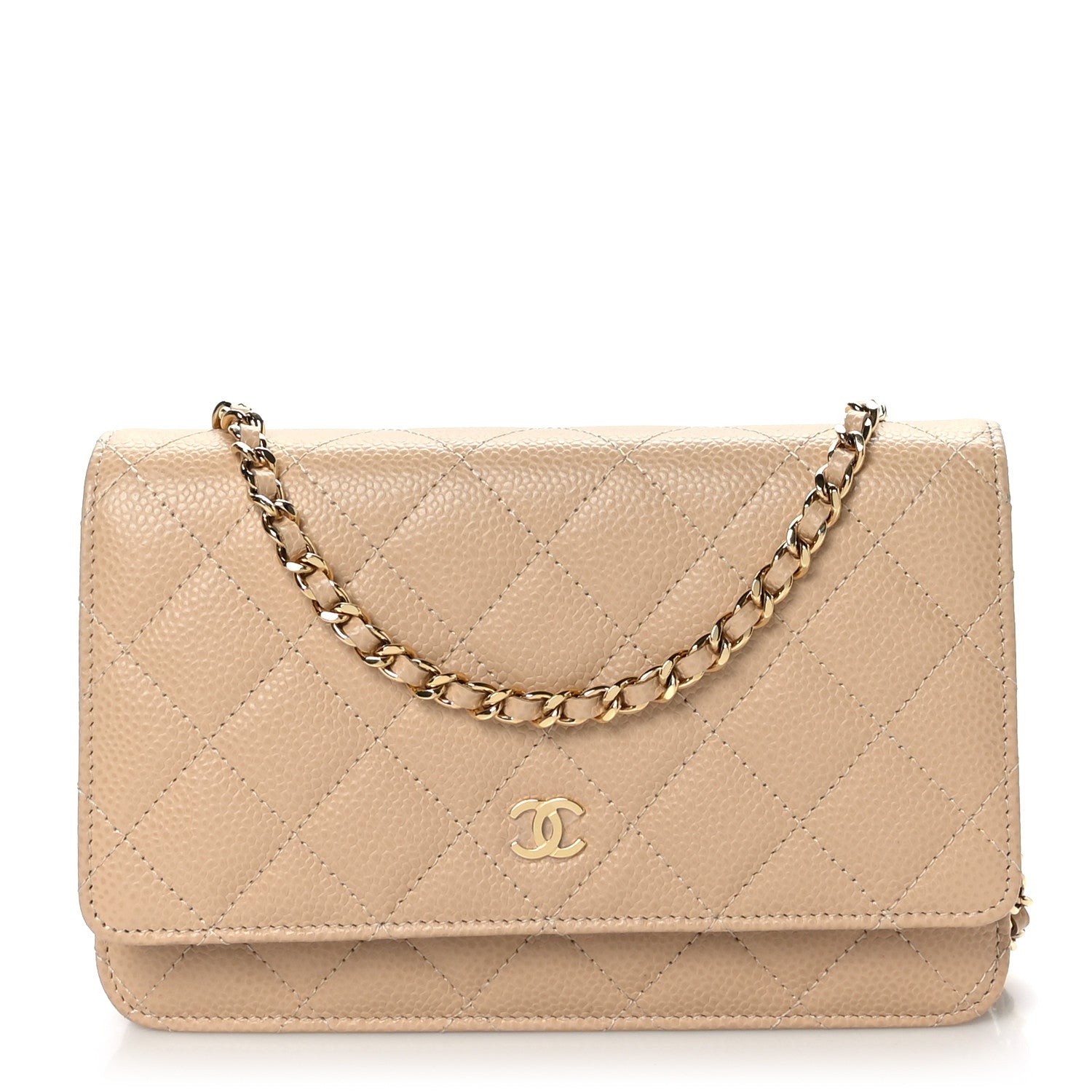 Chanel Caviar Quilted Wallet On Chain WOC Beige 1 of 10