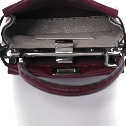 Fendi Cuoio Romano Selleria Bi-Color Mini Peekaboo Iconic Satchel Bordeaux Grigio Polvere 6 of 7