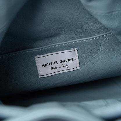 Mansur Gavriel Lambskin Drawstring Bucket Pouch Bag Grey Blue 8 of 10
