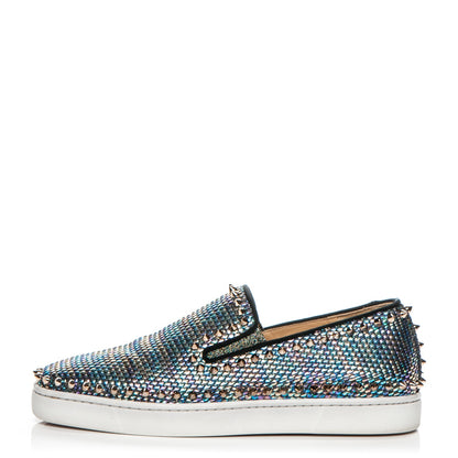 Christian Louboutin Mens Tresse Nacre Pik Boat Flats 41 Multicolor Colombe Metal 1 of 11