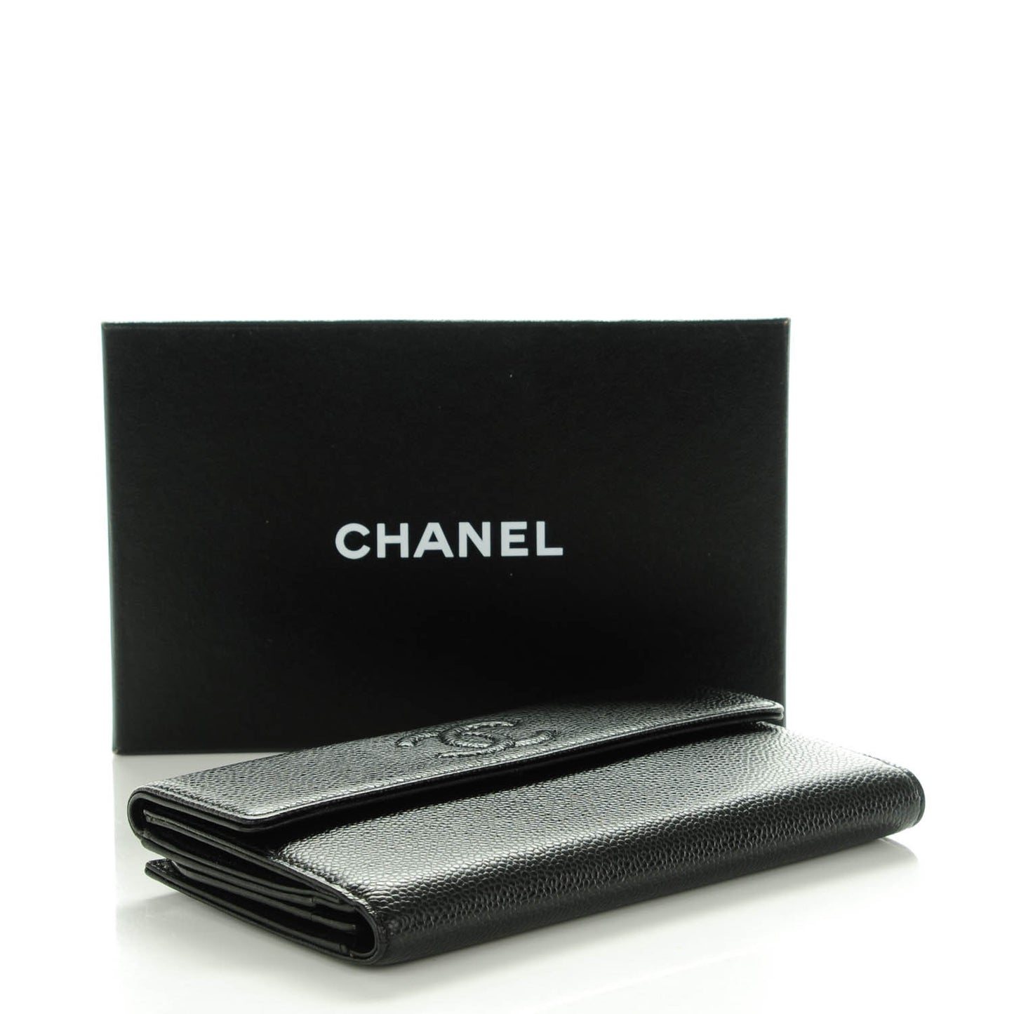 Caviar CC Long Flap Wallet Black