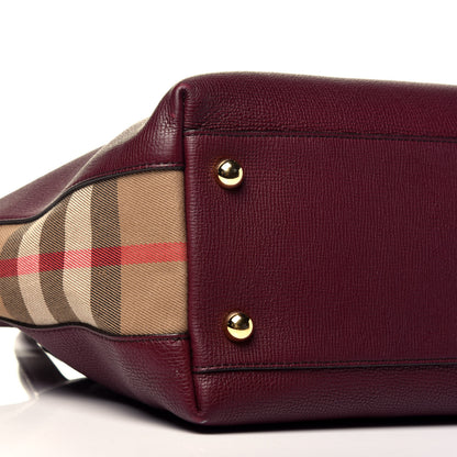 Burberry Derby Calfskin House Check Medium Welburn Tote Mahogany Red 7 of 8