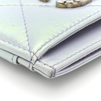Chanel Iridescent Calfskin Quilted Chanel 19 Card Holder Light Purple 15 of 16