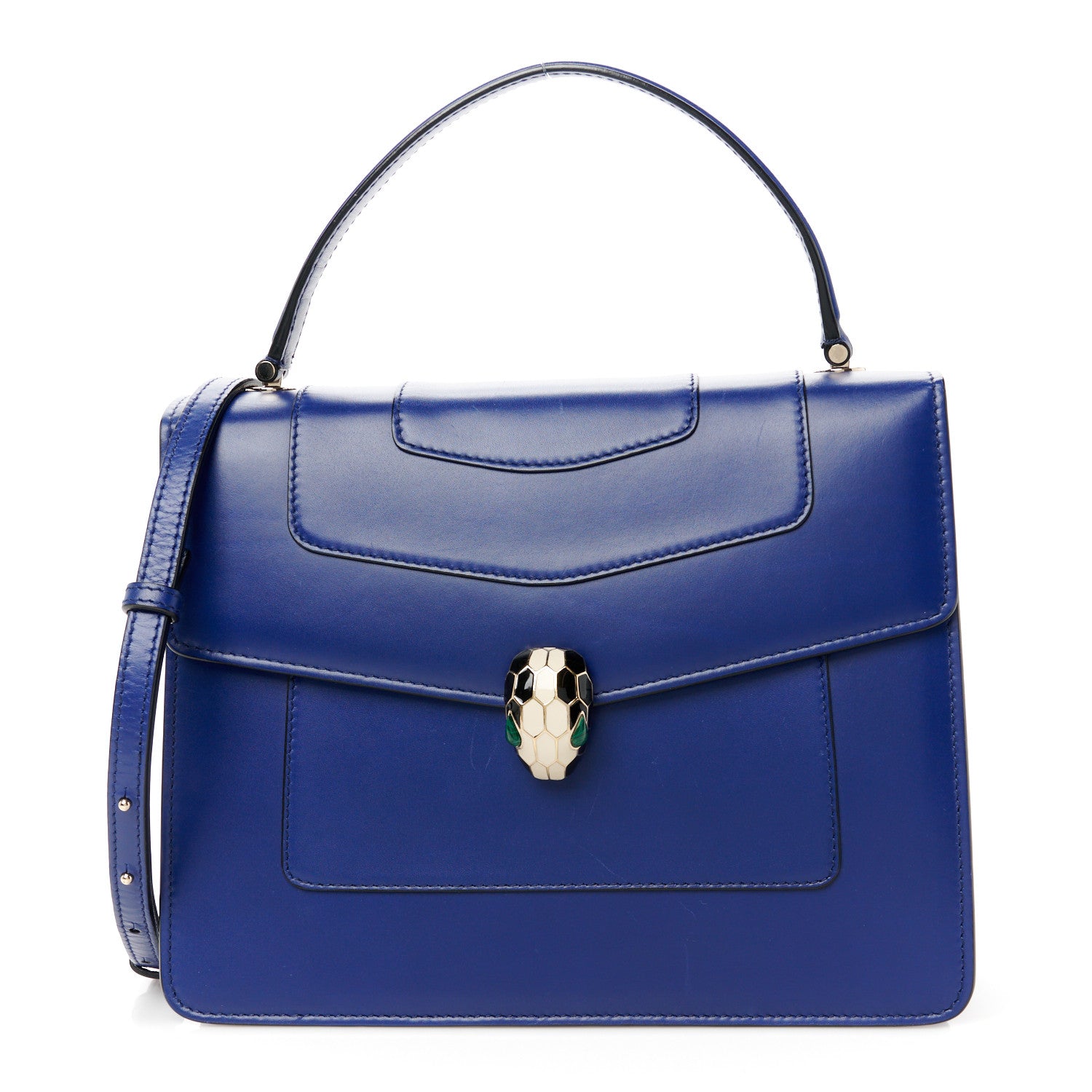 Bulgari Calfskin Large Serpenti Forever Top Handle Blue 1 of 13