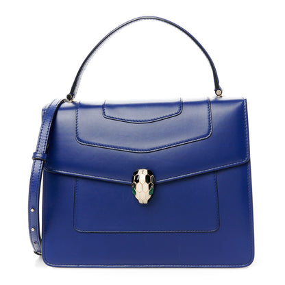 Bulgari Calfskin Large Serpenti Forever Top Handle Blue 1 of 13