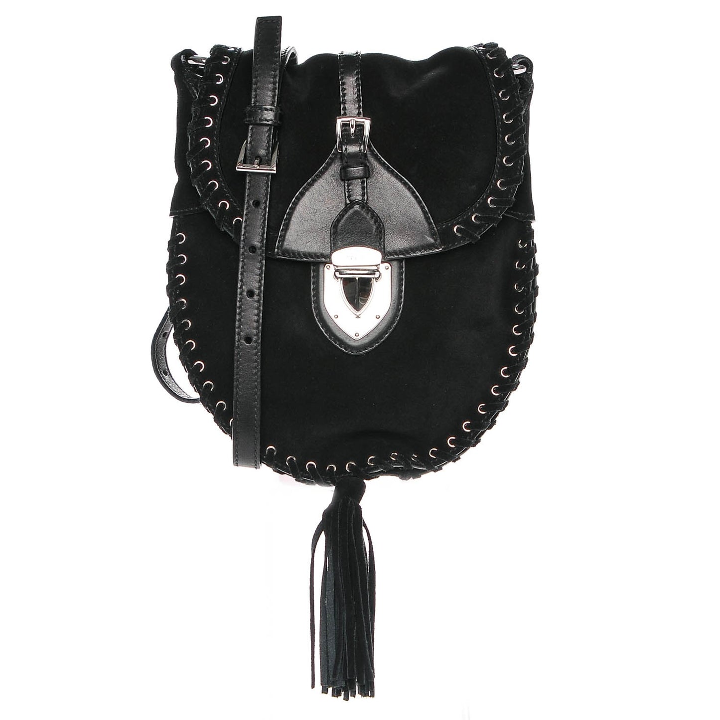Suede Tassel Crossbody Black