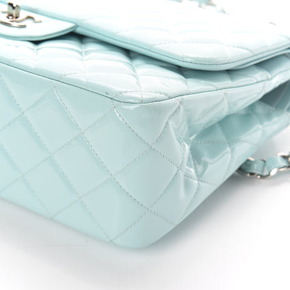 Chanel Patent Calfskin Quilted Jumbo Double Flap Light Green 10 of 11