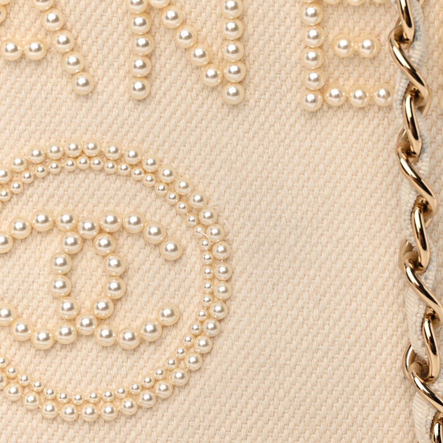 Chanel Canvas Pearl Medium Deauville Tote Ecru Beige 23 of 28
