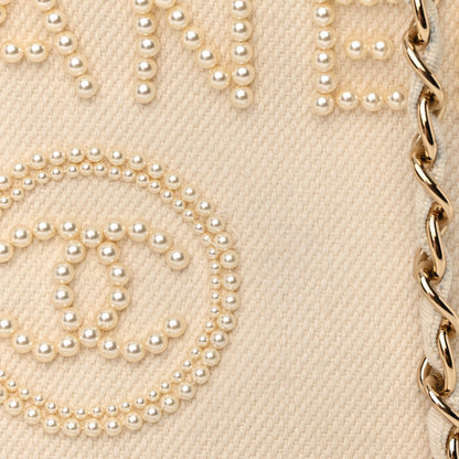 Chanel Canvas Pearl Medium Deauville Tote Ecru Beige 23 of 28